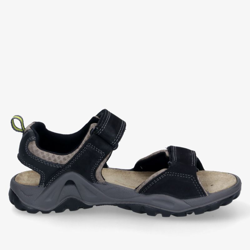 Sportliche schwarze Outdoor-Sandale mit verstellbaren Klettverschlüssen und rutschfester Profilsohle