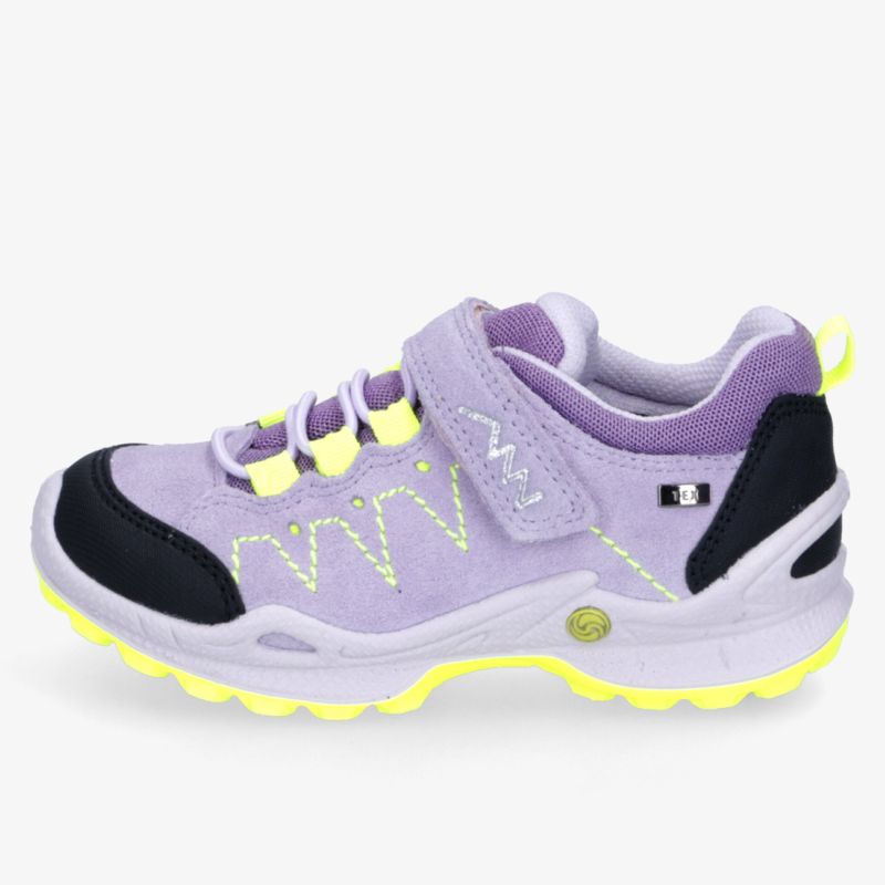 Sportlicher lila Outdoor-Schuh mit rutschfester Sohle und verstellbarem Klettverschluss für optimalen Halt