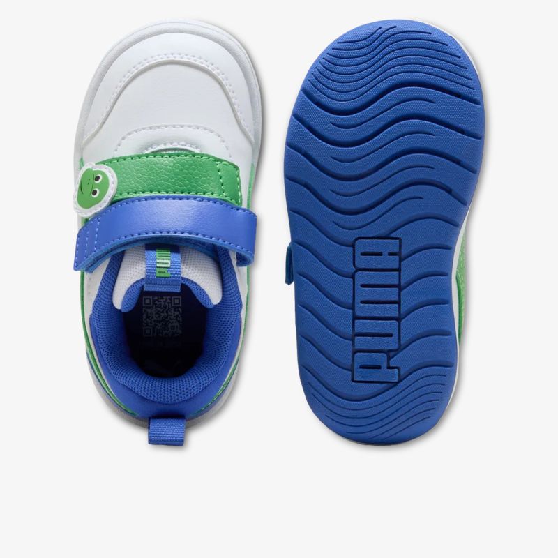 Bequemer Kinderschuh mit rutschfester blauer Sohle und verstellbarem Klettverschluss für sicheren Halt