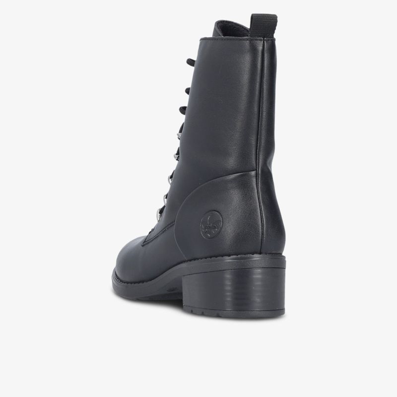 Robuste schwarze Stiefelette mit Schnürung und stabilem Absatz für modernen und komfortablen Tragekomfort