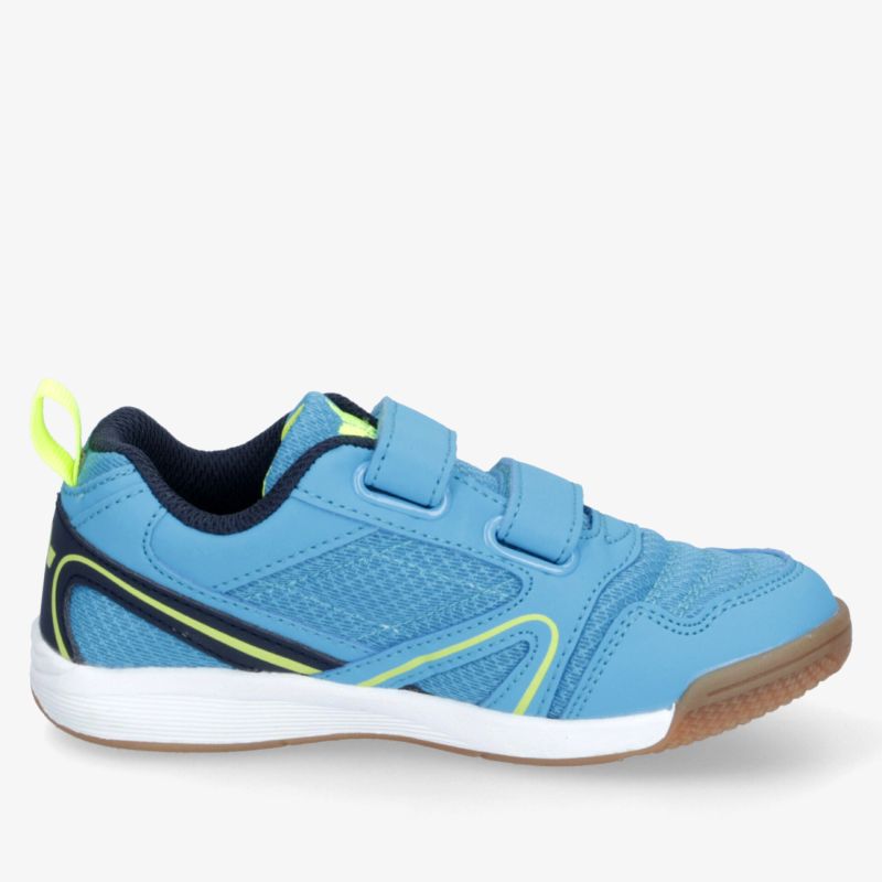 Sportlicher blauer Kinderschuh mit Klettverschluss, rutschfester und flexibler Sohle für optimalen Tragekomfort