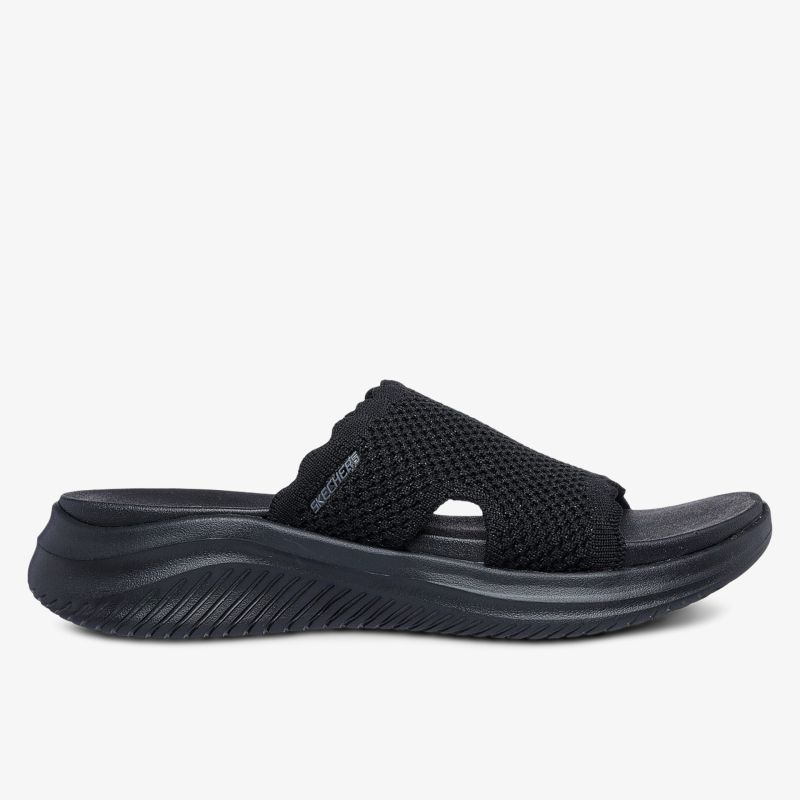 Bequeme und stilvolle schwarze Sandale mit atmungsaktivem Mesh und ergonomischer Sohle.