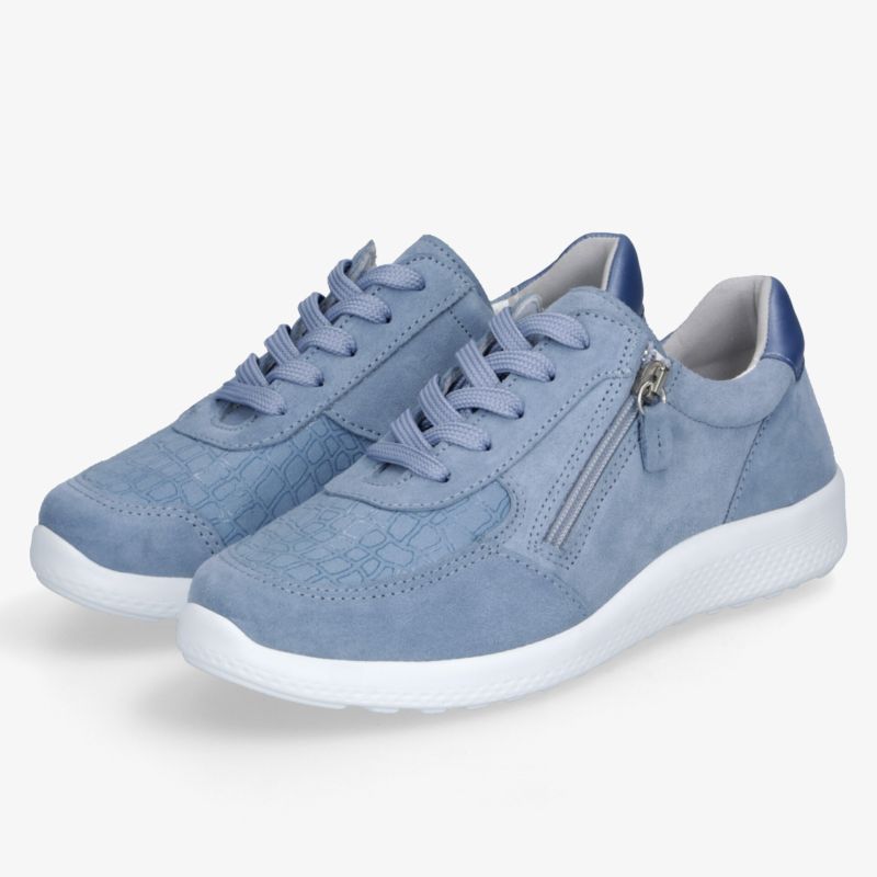 Leichte blaue Schuhe mit Reißverschluss und Schnürsenkeln, sportlich und bequem mit flexibler Außensohle