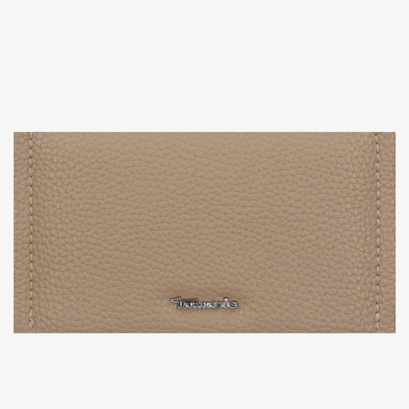 Elegantes beiges Portemonnaie aus hochwertigem Leder mit einem stilvollen und kompakten Design.