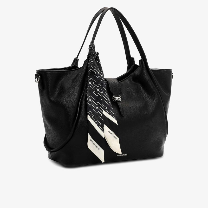 Elegante schwarze Tasche mit großem Stauraum und modischem Tuch, robust und vielseitig kombinierbar