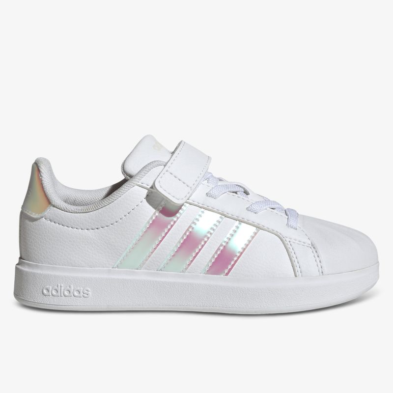 Weißer Sneaker mit seitlichem Klettverschluss und sportlichem Design für bequemen Alltagstragekomfort