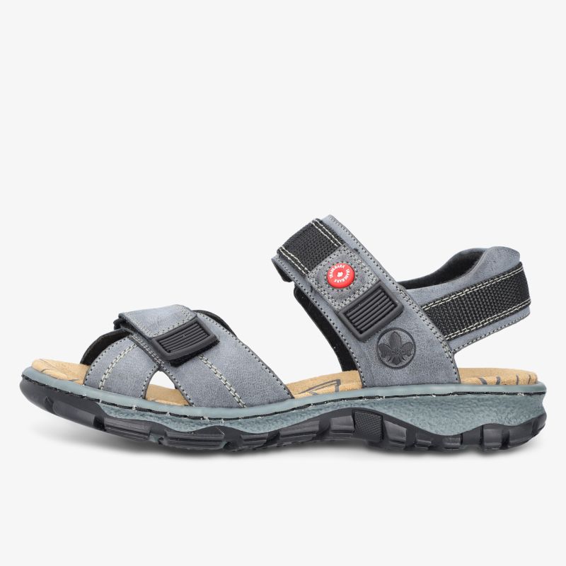 Bequeme graue Sandale mit verstellbarem Klettverschluss und rutschfester Sohle ideal für Outdoor-Aktivitäten