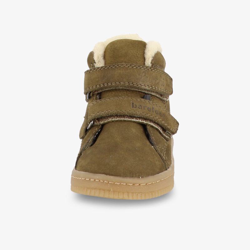 Warmer Kinderschuh in Braun mit praktischem Klettverschluss und rutschfester Sohle für sicheren Halt