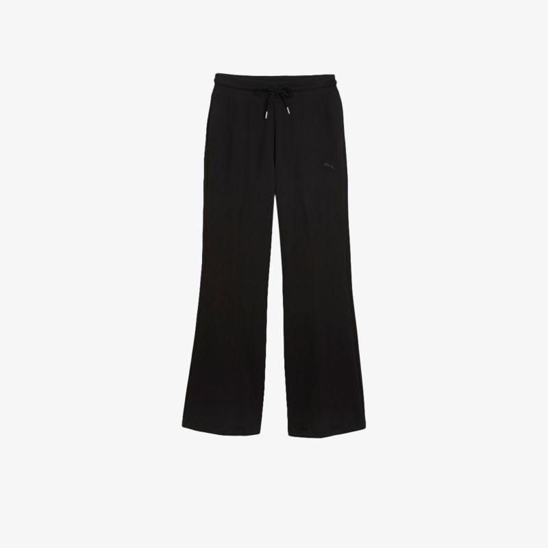 Schwarze Hose mit ausgestellten Beinen und elastischem Bund für bequemen und lässigen Tragekomfort