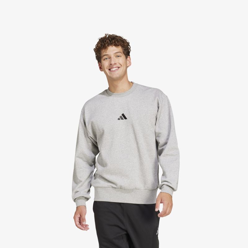 Grauer Sweatshirt mit Rundhalsausschnitt und sportlichem Schnitt, weiches Material für angenehmen Tragekomfort