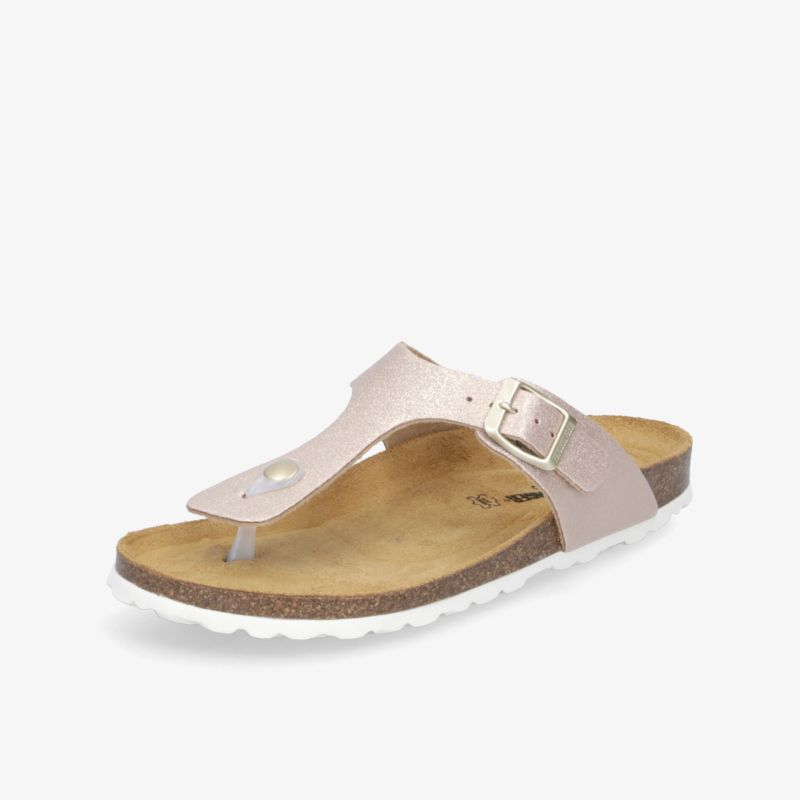 Bequemer heller Zehentrenner mit verstellbarem Riemen, weichem Fußbett und profilierter rutschfester Sohle