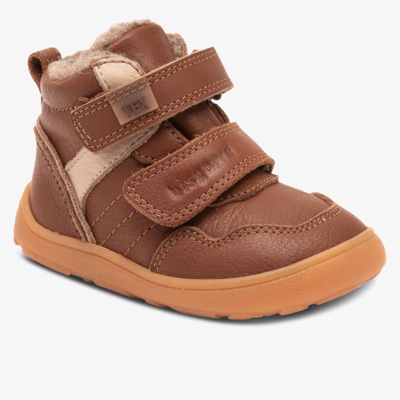 Bequemer brauner Kinderschuh mit praktischem Klettverschluss und flexibler rutschfester Sohle für Alltag