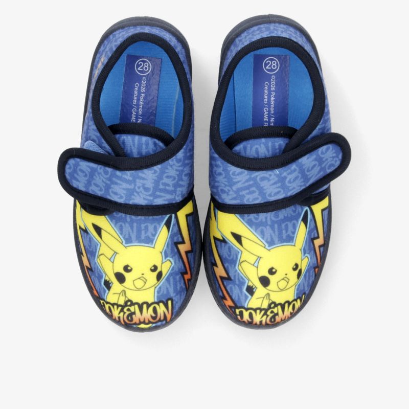 Bequeme Pokémon Hausschuhe mit Pikachu-Motiv, leicht anzuziehen dank Klettverschluss, rutschfeste Sohle