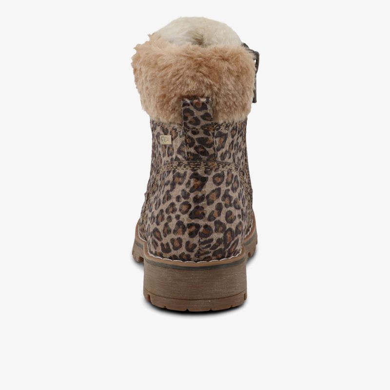 Robuster Winterstiefel mit Leopardenmuster und weicher, warmer Fellkante für optimalen Komfort