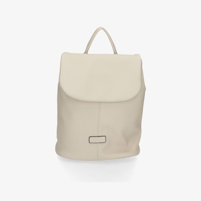 Eleganter beiger Rucksack mit praktischem Tragegriff und hochwertigem Material in klarer Frontansicht