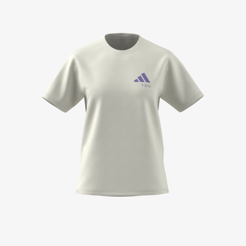 Schlichtes weißes T-Shirt aus Baumwolle mit kurzem Arm und Logo vorne, bequem und atmungsaktiv