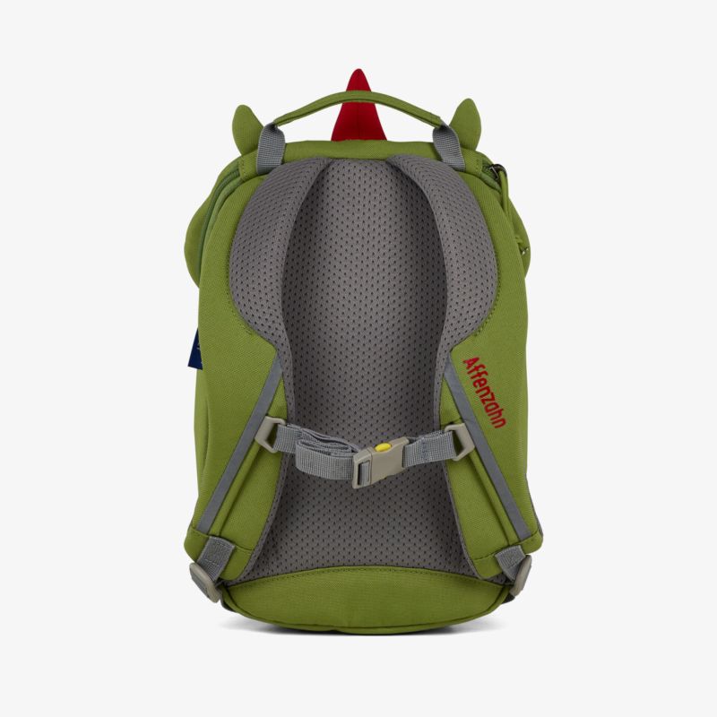 Grüner Rucksack von hinten mit gepolstertem Rücken und verstellbaren Trägern für hohen Komfort