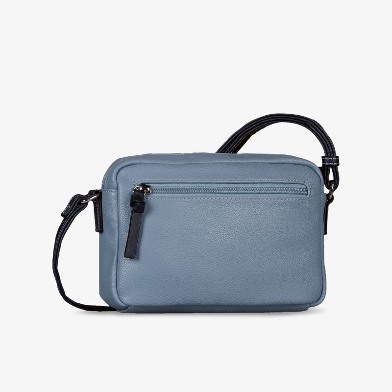 Kompakte Umhängetasche in blaugrau mit praktischem Reißverschlussfach und verstellbarem Schulterriemen