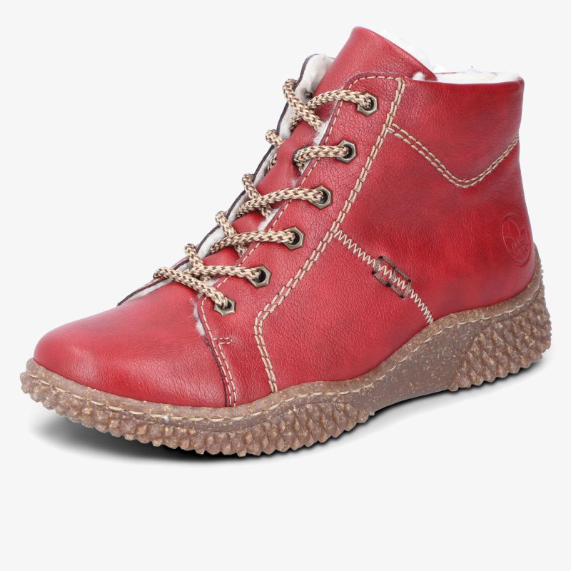 Roter Schnürschuh aus weichem Leder mit flexibler, rutschfester Sohle für bequemen Alltagstragekomfort