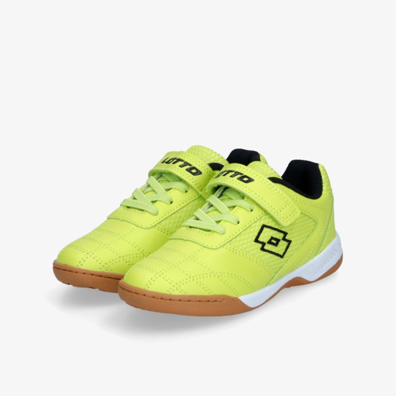 Leuchtend gelbe Indoor-Sportschuhe mit rutschfester Sohle, bequemer Passform und stabilem Klettverschluss für optimalen Halt
