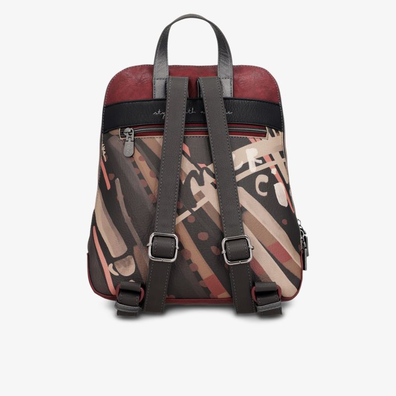 Moderner Rucksack mit grafischem Design und verstellbaren Trägern, ideal für Alltag und Reisen