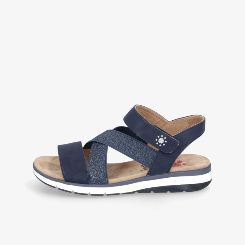 Bequeme blaue Sandale mit verstellbaren Riemen, weicher Sohle und rutschfestem Profil für optimalen Tragekomfort
