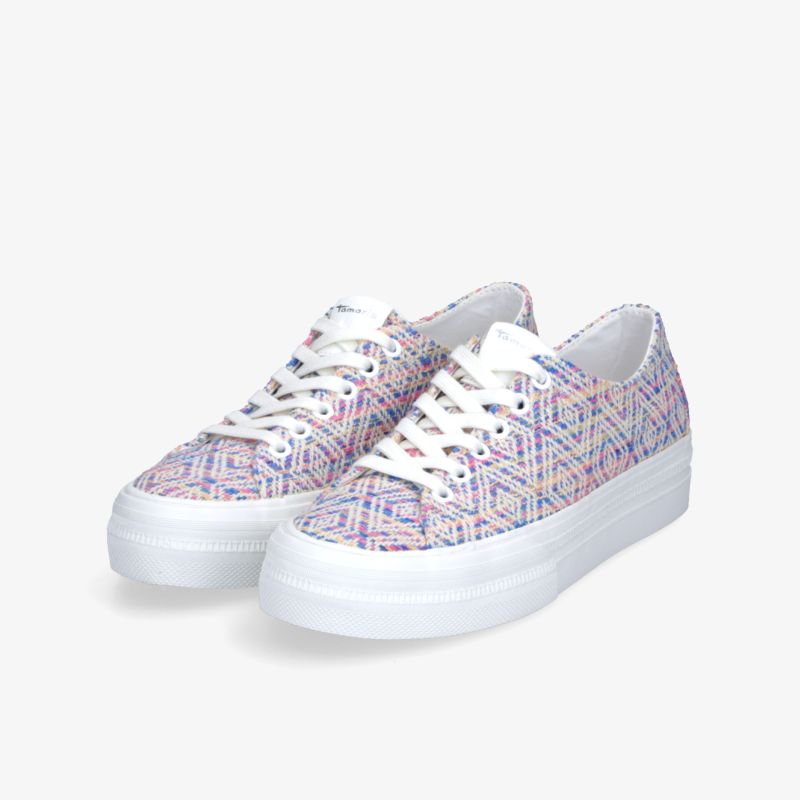 Leichte Sneaker mit modischem Muster und bequemer Passform, langlebige weiße Gummisohle, 3-4 Ansicht