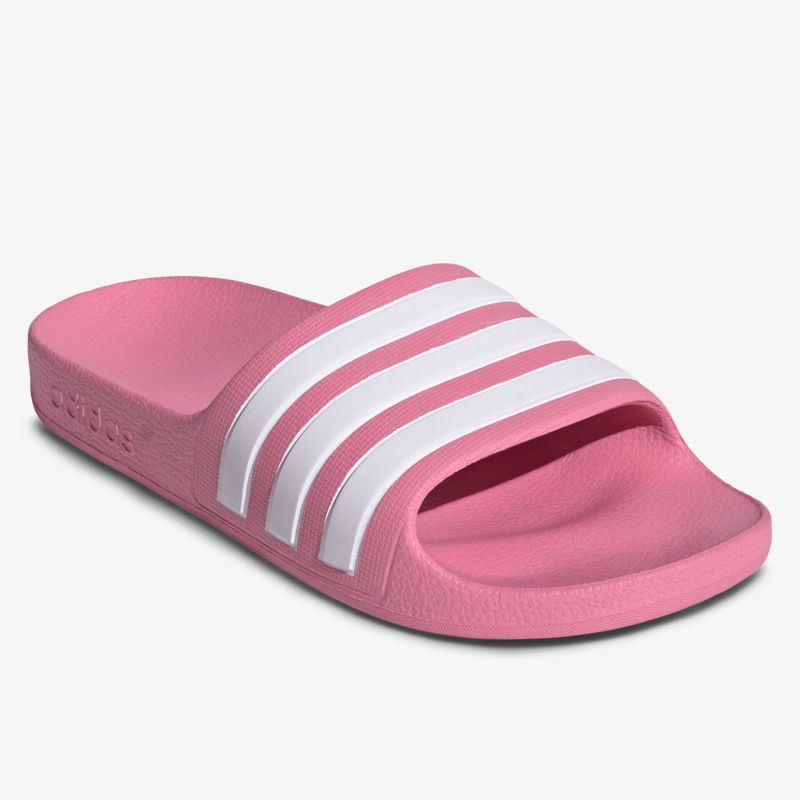 Bequemer, leichter rosa Badelatschen mit weißen Streifen, rutschfeste Sohle und stylischem Design