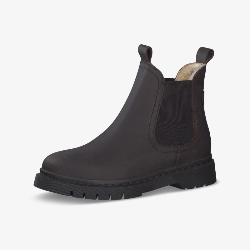 Robuster schwarzer Schuh mit rutschfester Sohle und elastischem Einsatz für einfachen Einstieg und hohen Tragekomfort