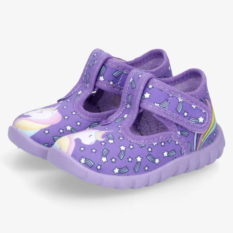 Leichte, bequeme lila Kinderschuhe mit Klettverschluss und flexibler Sohle für optimalen Tragekomfort
