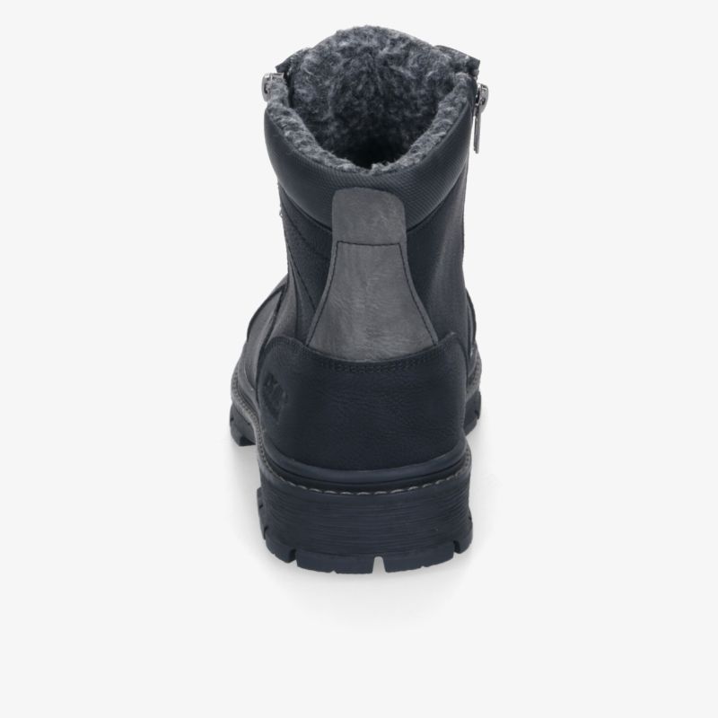 Robuster Winterstiefel von hinten mit warmem, weichem Innenfutter und praktischem seitlichem Reißverschluss