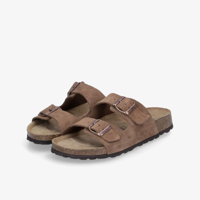 Bequeme Sandalen mit verstellbaren Schnallen, weichem Fußbett und rutschfester Sohle in brauner Farbe