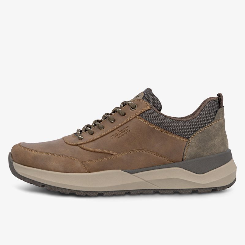 Moderner und bequemer brauner Schuh mit robuster Sohle, ideal für Alltag und Freizeit