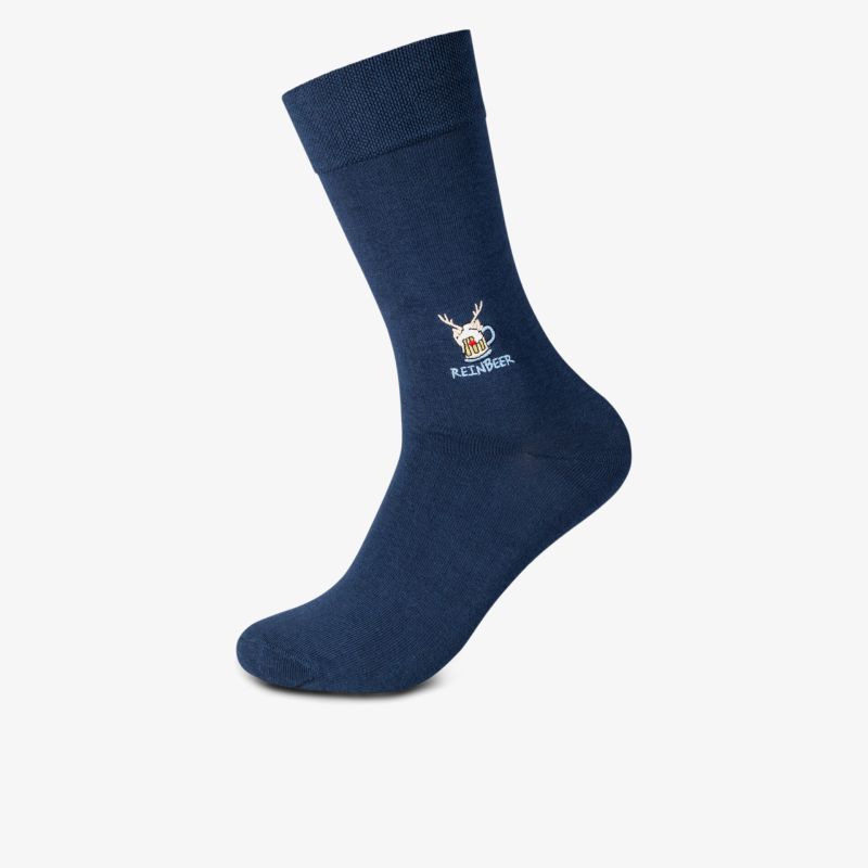 Bequeme navy Socke mit elastischem Bund und hochwertiger Stickerei für optimalen Tragekomfort