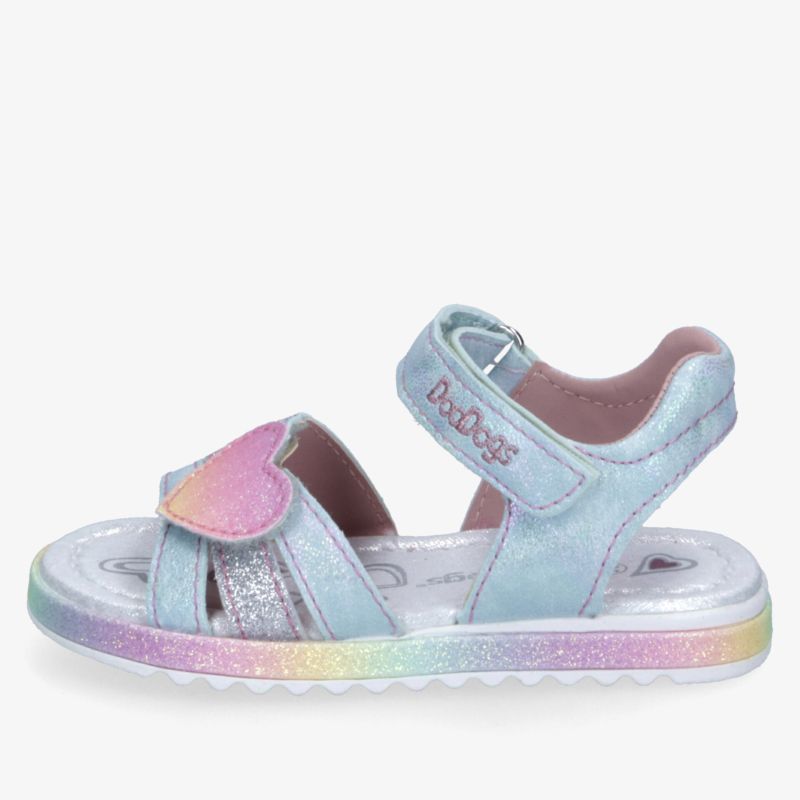 Bunte Kinder Sandale mit Herz, verstellbarem Klettverschluss und weichem Fußbett für maximalen Komfort