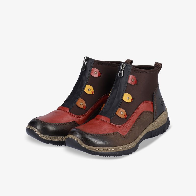 Robuste und bequeme Stiefel mit farbigen Akzenten und praktischem Reißverschluss, ideal für vielseitigen Einsatz