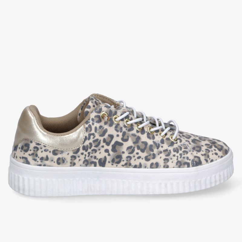 Modische Sneaker mit Leopardenmuster und bequemer Laufsohle, ideal für trendige, sportliche Looks.