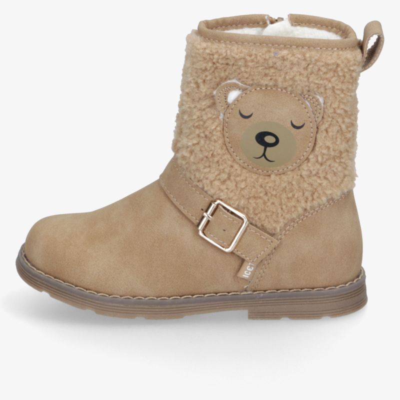 Bequemer, warmer Winterstiefel mit weichem Futter und süßem Bärenmotiv seitliche Ansicht