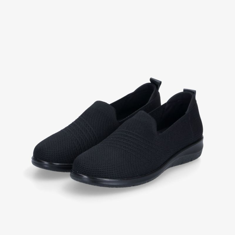 Schwarze leichte Slip-On Schuhe aus flexiblem Material mit rutschfester Sohle und bequemer Passform im Paar