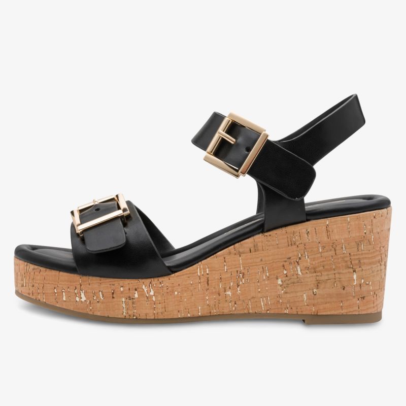 Stylische Keilsandalette mit Korksohle und verstellbaren Riemen für optimalen Tragekomfort