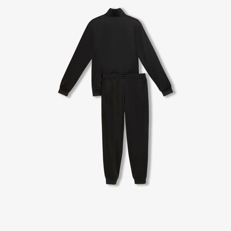 Bequemer schwarzer Jogginganzug bestehend aus Pullover und Hose, sportliches Design mit elastischen Bündchen