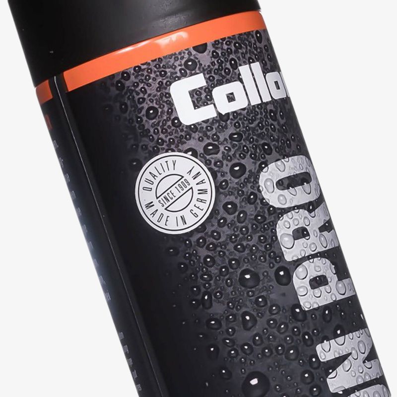 Detailaufnahme der schwarzen Collonil Pro Spray Flasche mit sichtbar robustem Design und gut lesbarem Label