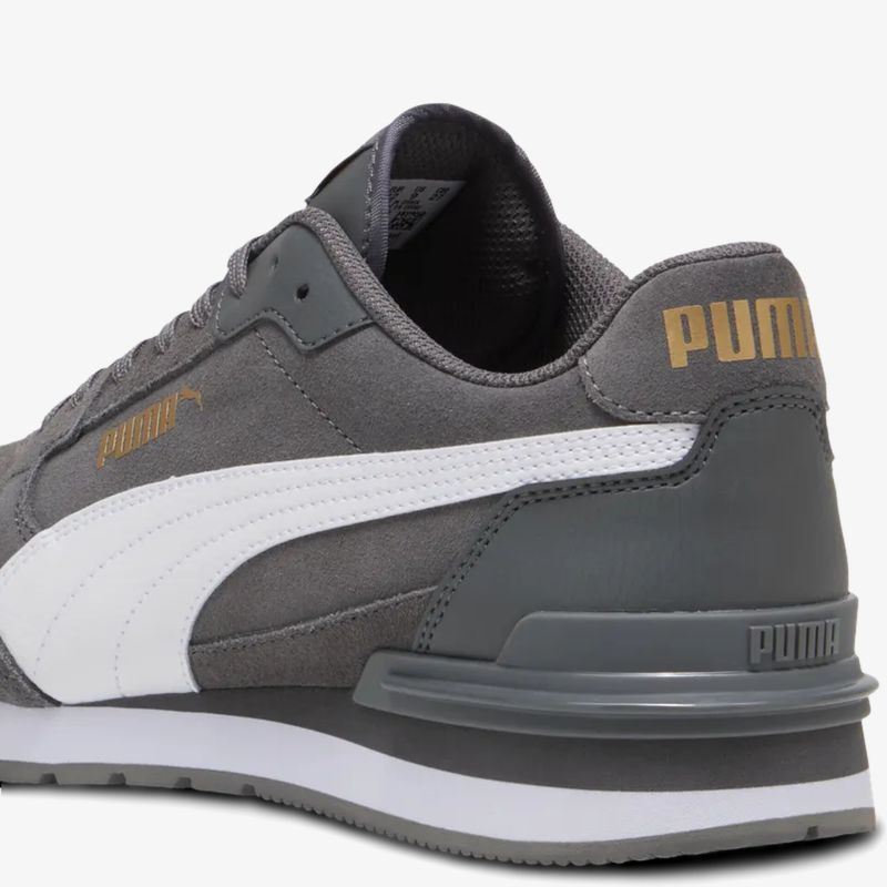 Grauer Puma Sneaker mit weicher Polsterung und robustem Design, Rückansicht klar sichtbar
