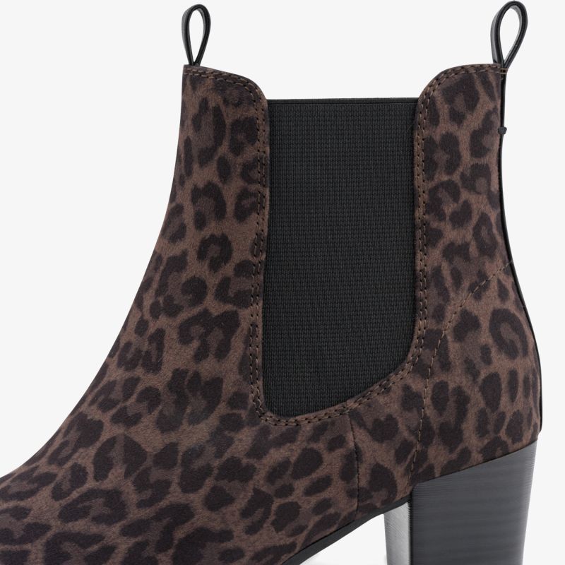 Modischer Chelsea-Boot mit Leo-Muster und bequemem Blockabsatz, elastischer seitlicher Einsatz