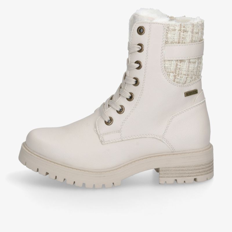 Hochwertiger Winterstiefel in elegantem Weiß mit robuster Schnürung und komfortablem Innenfutter.