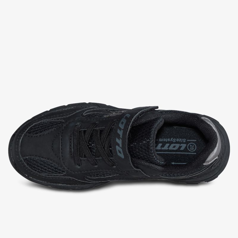 Sportlicher bequemer schwarzer Schuh mit atmungsaktivem Material und sicherer rutschfester Sohle