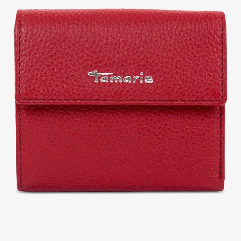 Rotes Portemonnaie aus hochwertigem Leder mit kompaktem, elegantem Design und sichtbarem Tamaris Logo