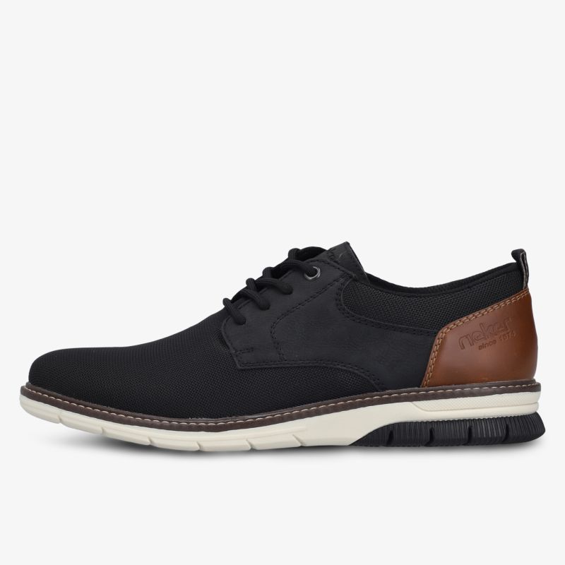 Eleganter und bequemer Schnürschuh mit sportlicher, robuster Sohle und kontrastierenden braunen Details