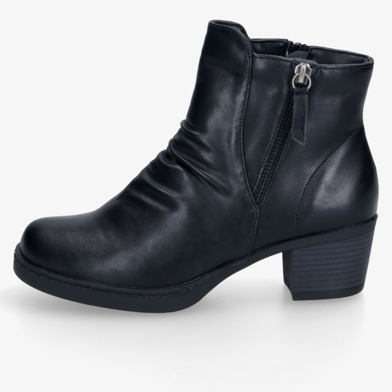 Schwarze Stiefelette mit seitlichem Reißverschluss, bequemem Blockabsatz und eleganter, zeitloser Form für jeden Anlass