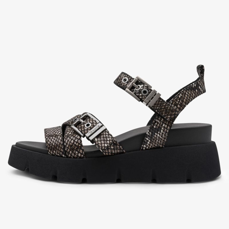 Plateausandale mit verstellbaren Riemen und Schnallenverschluss, stabile Sohle für hohen Tragekomfort